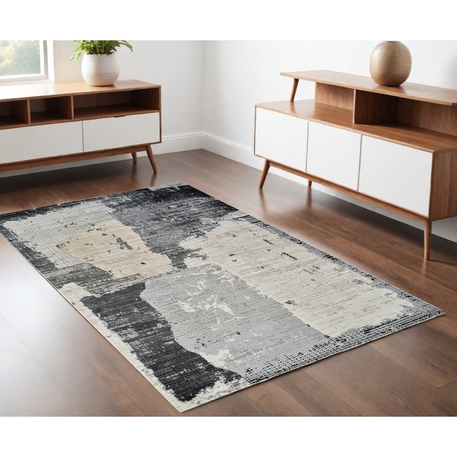 Bopo Bile Distressed Abstract Stain Resistant Woven Durable Area Rug By HomeRoots