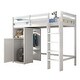 preview thumbnail 16 of 18, White Twin Loft Bed with Wardrobe & Ladder for Kids