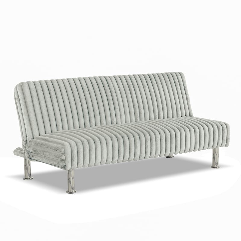Furniture of America Draper I Modern Chenille Channel Tufted Fabric Futon Sofa Bed