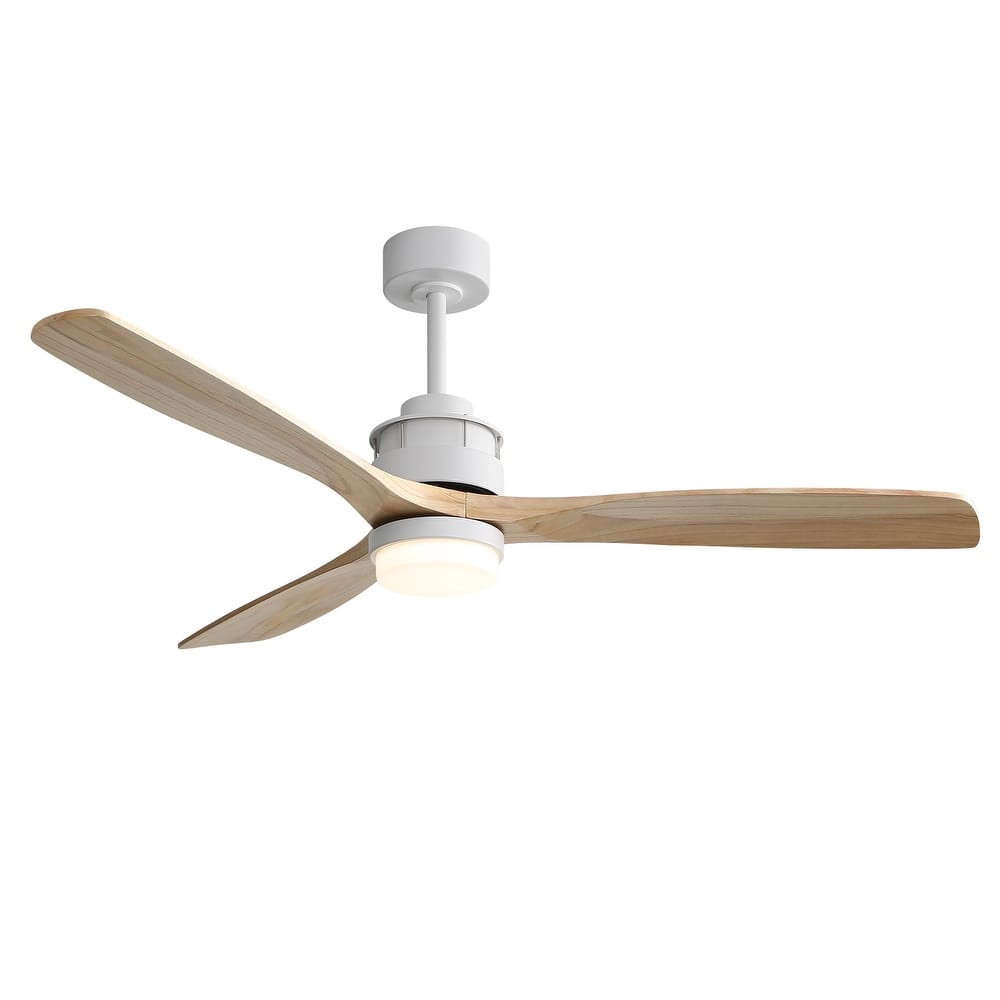 Sofucor 60Inch Ceiling Fan Solid Wood Blades with Light Remote Control,Indoor/Outdoor with Reversible DC Motor for Bedroom Patio