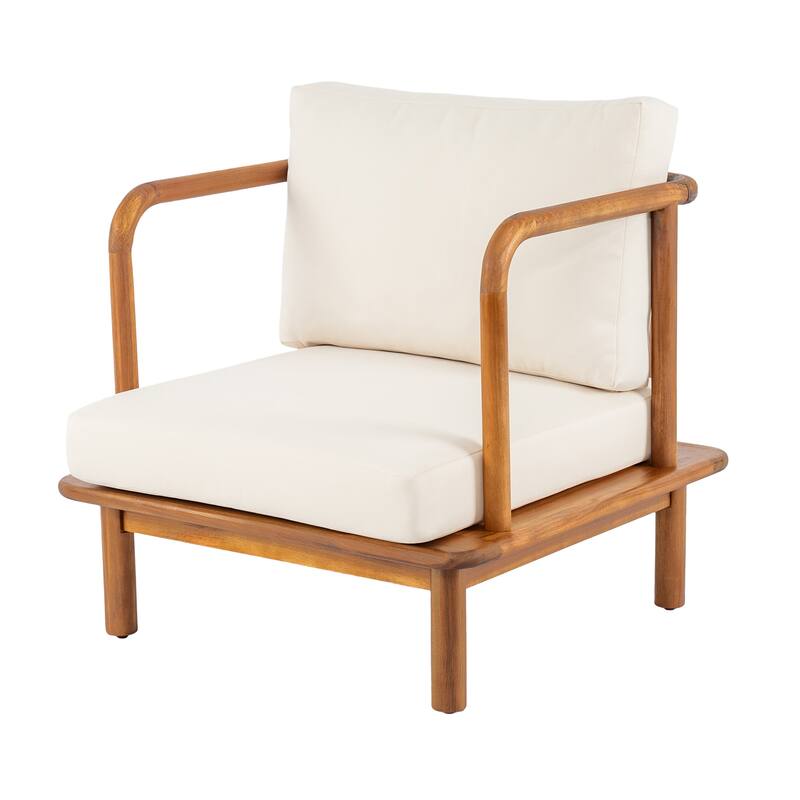 Christopher Knight Home - Canape Modern Outdoor Acacia Wood 4 Piece Conversation Set