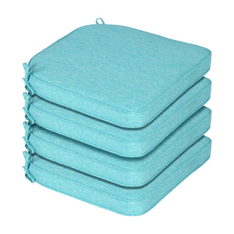 Aoodor Outdoor Dining Chair Cushions Set of 4, Waterproof Patio Furniture Seat Cushions, 18 x 19 inch - 18"x19" - Aruba Blue