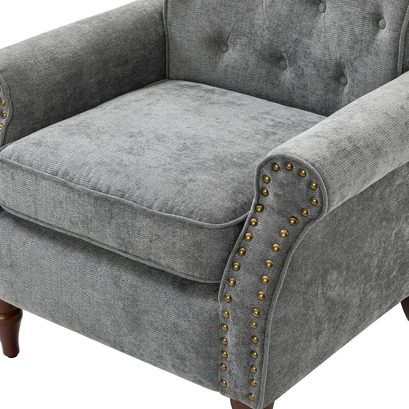 Indiges Comfy Upholstered Accent Armchair with Tufted Back Set of 2 for Bedroom Reading Office