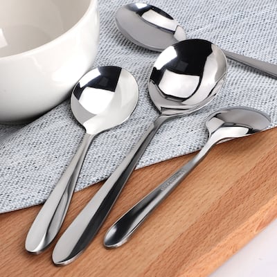 Stainless Steel Spoons 4 in 1 for Cooking Soup Spoon Dining Spoons - Silver Tone