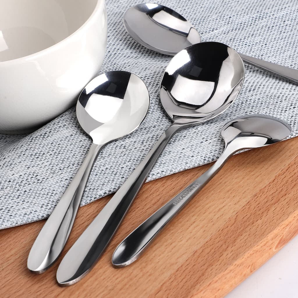 Stainless Steel Spoons 4 in 1 for Cooking Soup Spoon Dining Spoons - Silver Tone