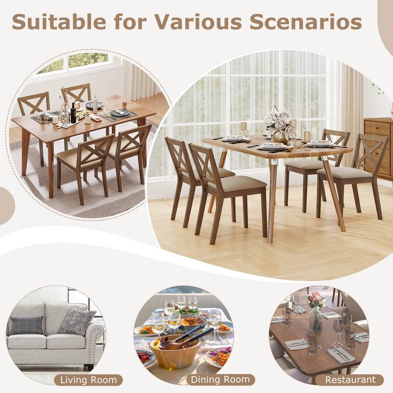 Costway Dining Chair Set of 2/4 Upholstered Seat & Breathable X-shaped