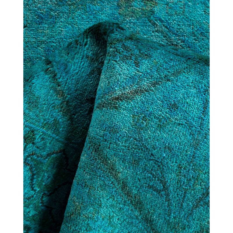 Vibrance One-of-a-Kind Hand-Knotted Runner Rug - Green, 2' 7" x 7' 4" - 2' 7" x 7' 4"