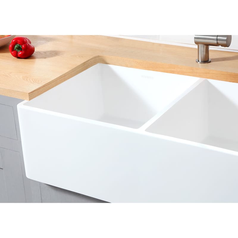 Kingston Brass Arcticstone 33" Farmhouse Double Basin Stone Composite