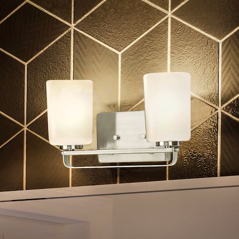 Luxury Modern Bath Light, 7.625"H x 13.625"W, with Modern Farmhouse Style, Brushed Nickel, BWP4105 by Urban Ambiance - 13.63