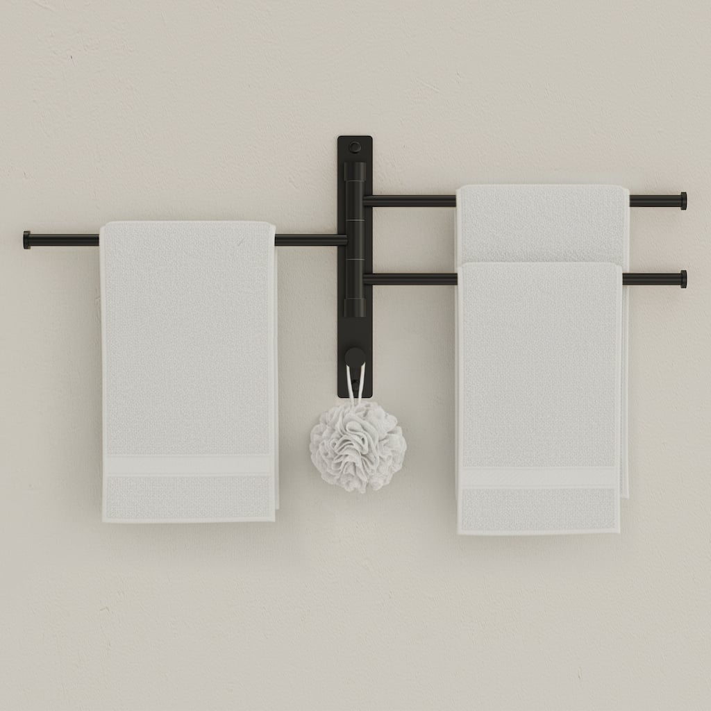 4-Arm Rust-Proof Swivel Towel Rack, 304 Stainless Steel with Hooks