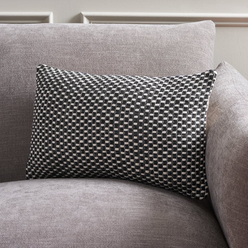 SAFAVIEH Home Millie 12 x 20-inch Lumbar Pillow - Black/Cream