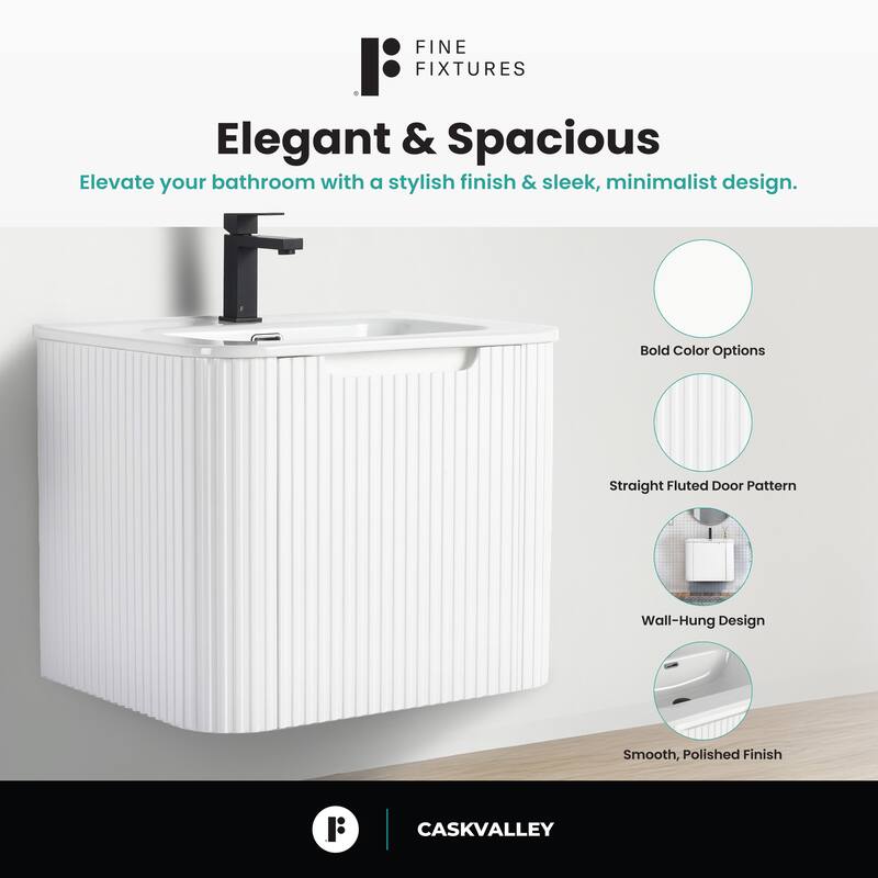 Caskvalley Modern Bathroom Vanity with Straight Fluted Design - Sink Included