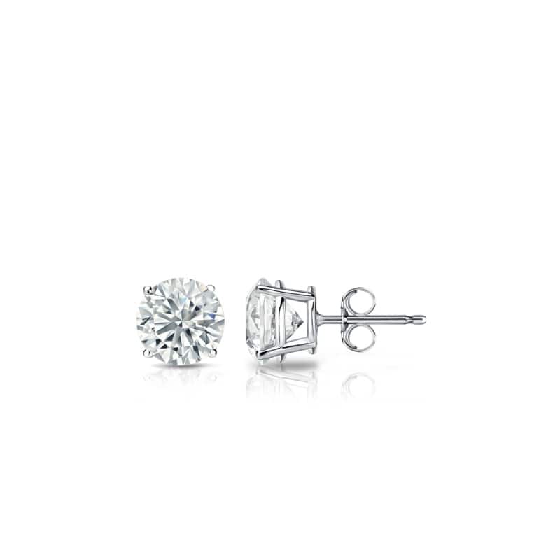 Auriya Lab Grown Round 4-Prong Diamond Stud Earrings 2.00 to 10.00 ct. tw. Push-Back (D-E VVS) - 2.50ct. tw. - Gold - White