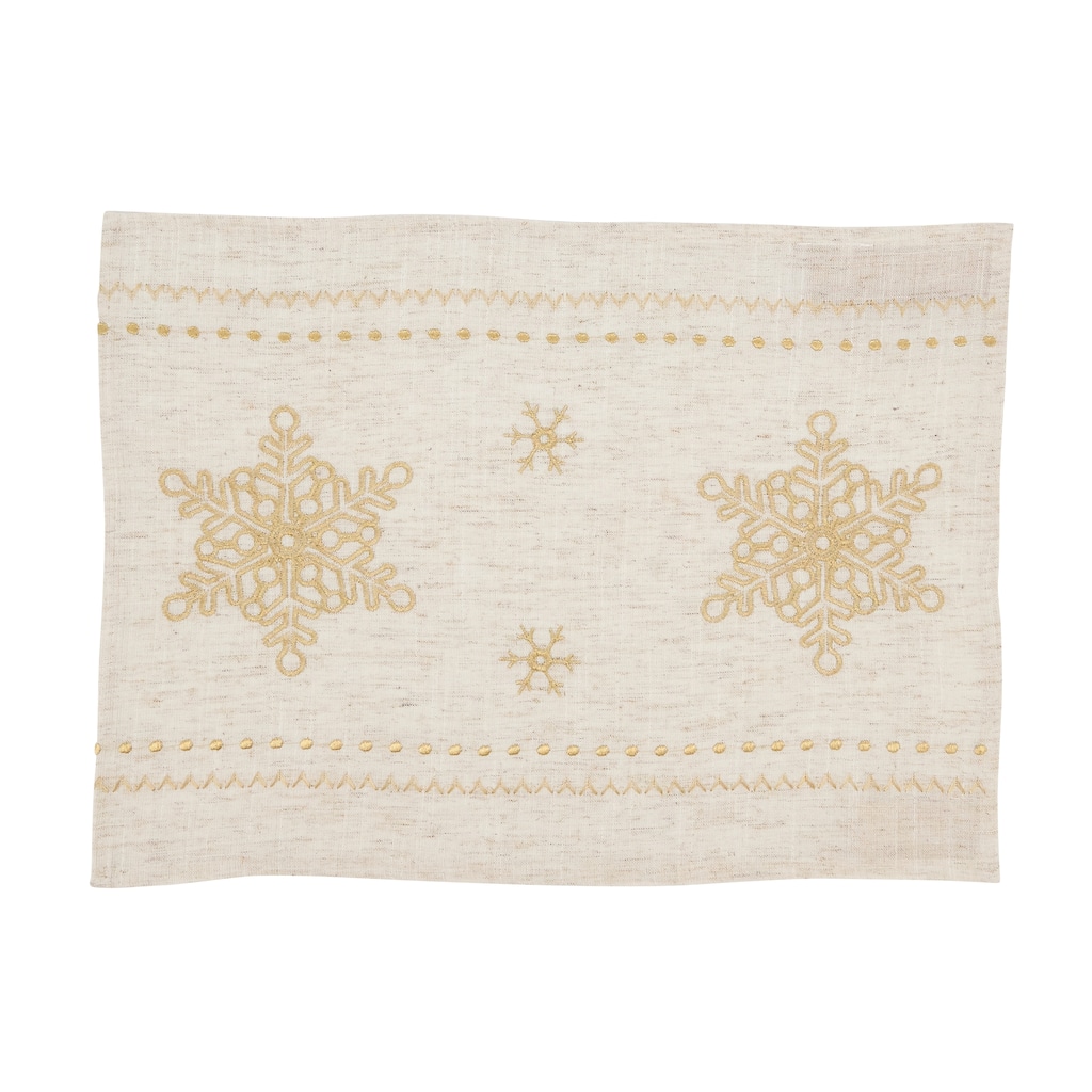 Sophisticated Snowflake Placemat with Intricate Embroidery (Set of 4)