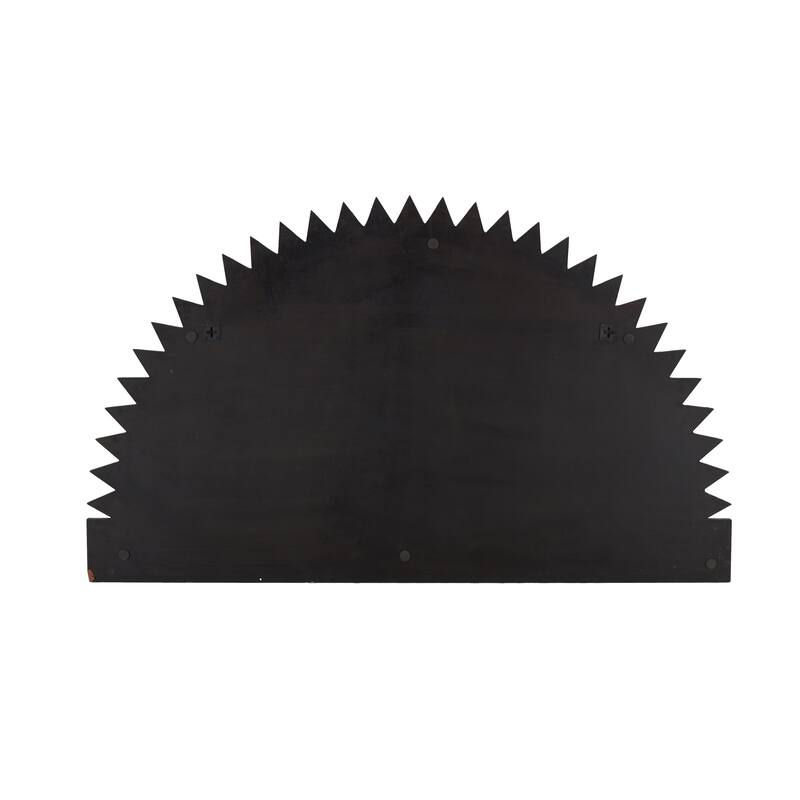 Dark Brown Wooden Large Sun Home Wall Decor with Copper Accents