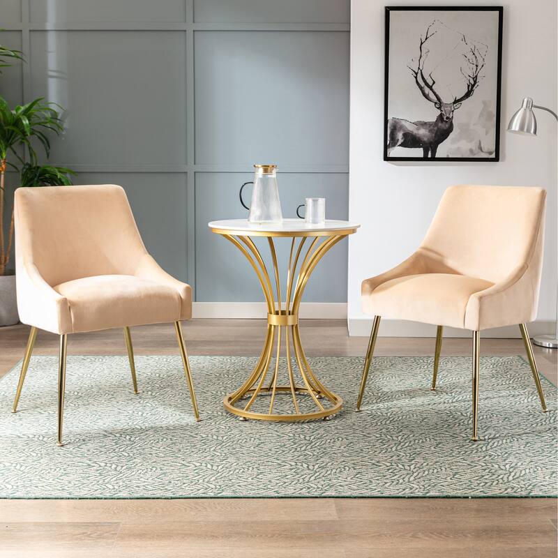 Arcadia Contemporary Velvet Upholstered Accent Chair (Set of 2) - Beige