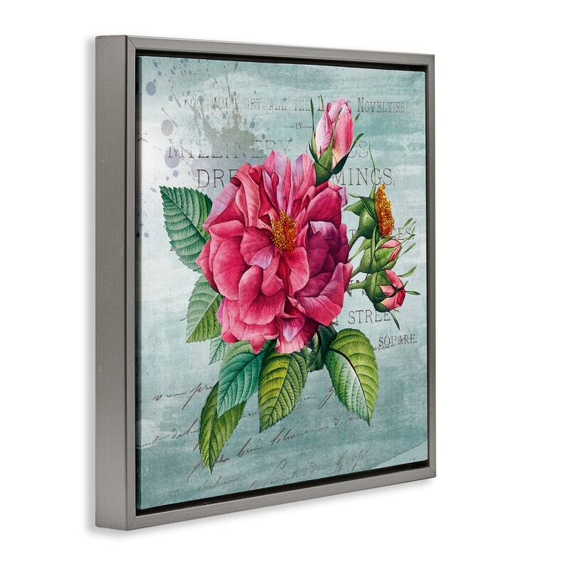 Stupell Pink Garden Flower over Rustic Framed Floater Canvas Wall Art Design By Susan Arnot