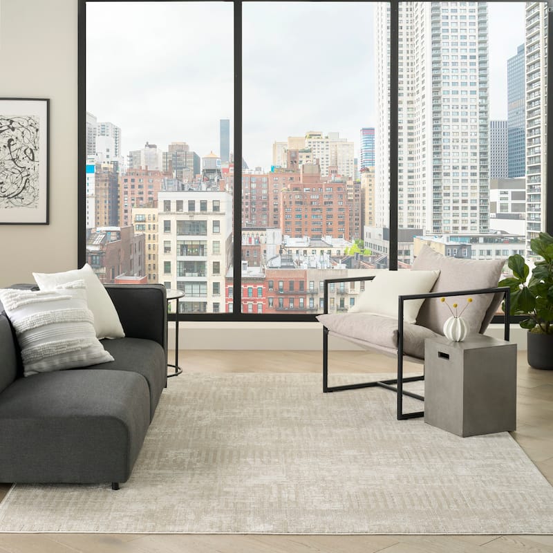 DKNY Grand Street Indoor only Beige Abstract Area Rug