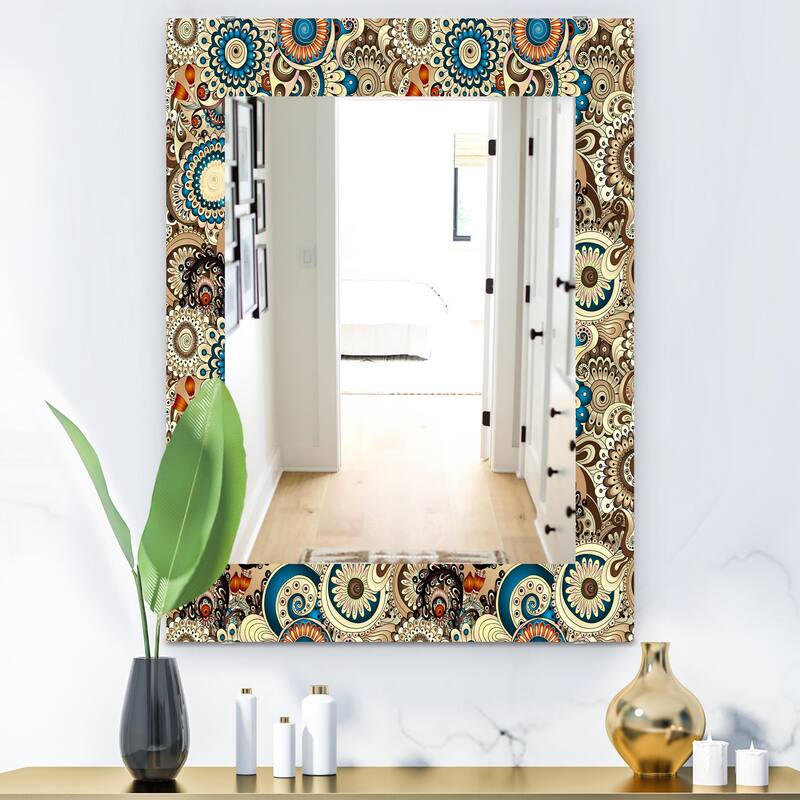 The Curated Nomad 'Paisley 10' Mid-century Modern Vanity Printed Mirror - 23.7 in. wide x 31.5 in. high
