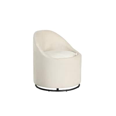 Beige Velvet Barrel Chair with Storage and 360 Swivel Accent Seat - 23.5" x 23.5" x 27"