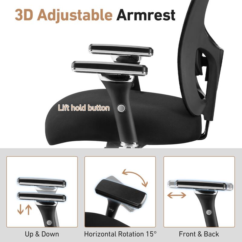 Ergonomic Office Chair,Heavy Duty Adjustable Computer Desk Chair with Armrests