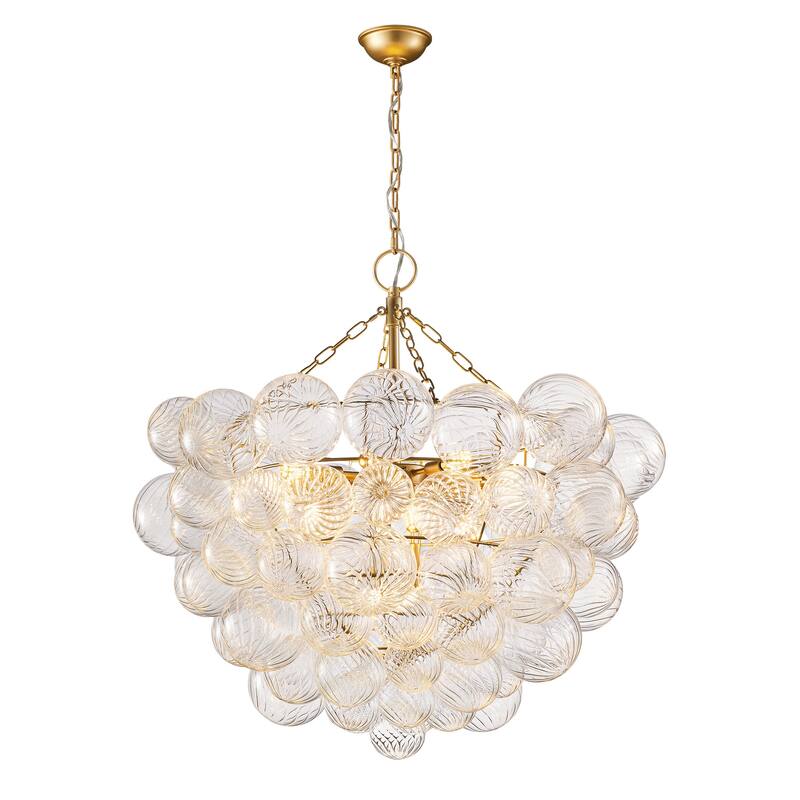Gold Bubble Ball Chandelier, LED Pendant Light with Glass Globes