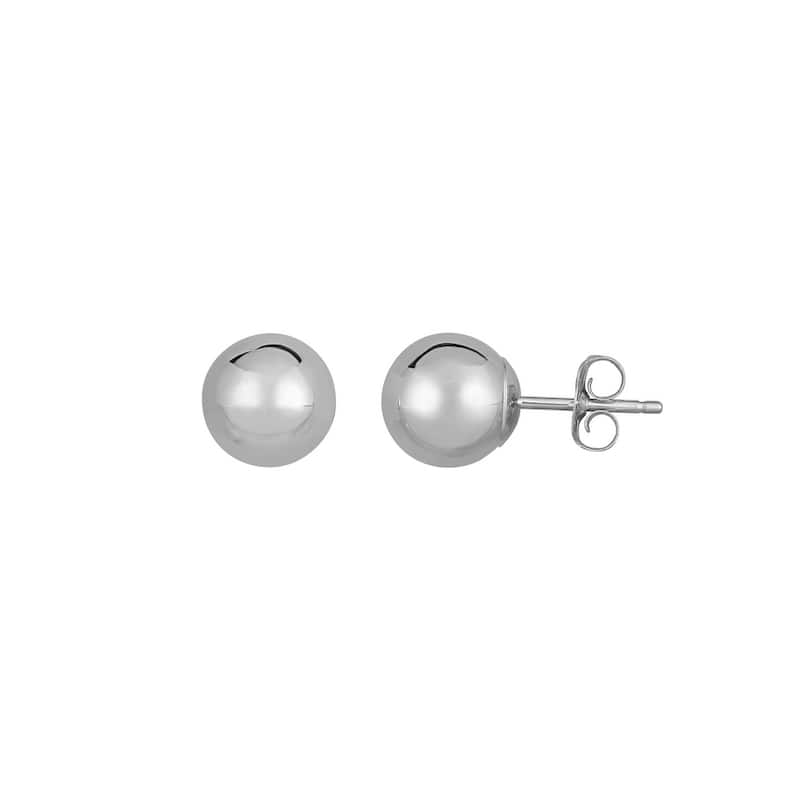 Curata 14k White Gold 8.0mm Shiny Ball Post Earrings