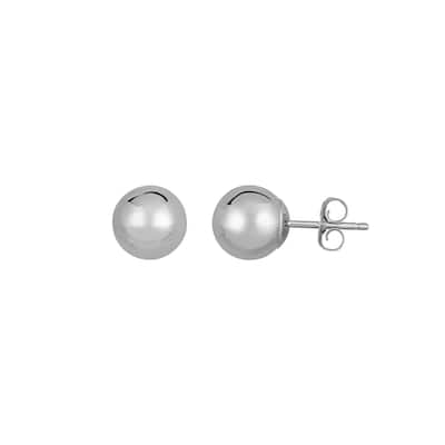 Curata 14k White Gold 8.0mm Shiny Ball Post Earrings