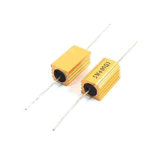 2 Pcs Gold Tone Axial Aluminium Clad Resistor 5Watt 600 Ohm - Gold Tone ...