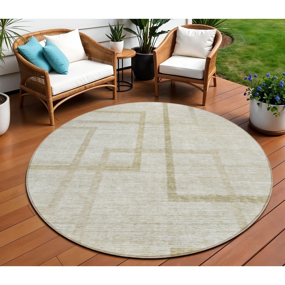 HomeRoots Geometric Transitional Rectangle Outdoor Rug