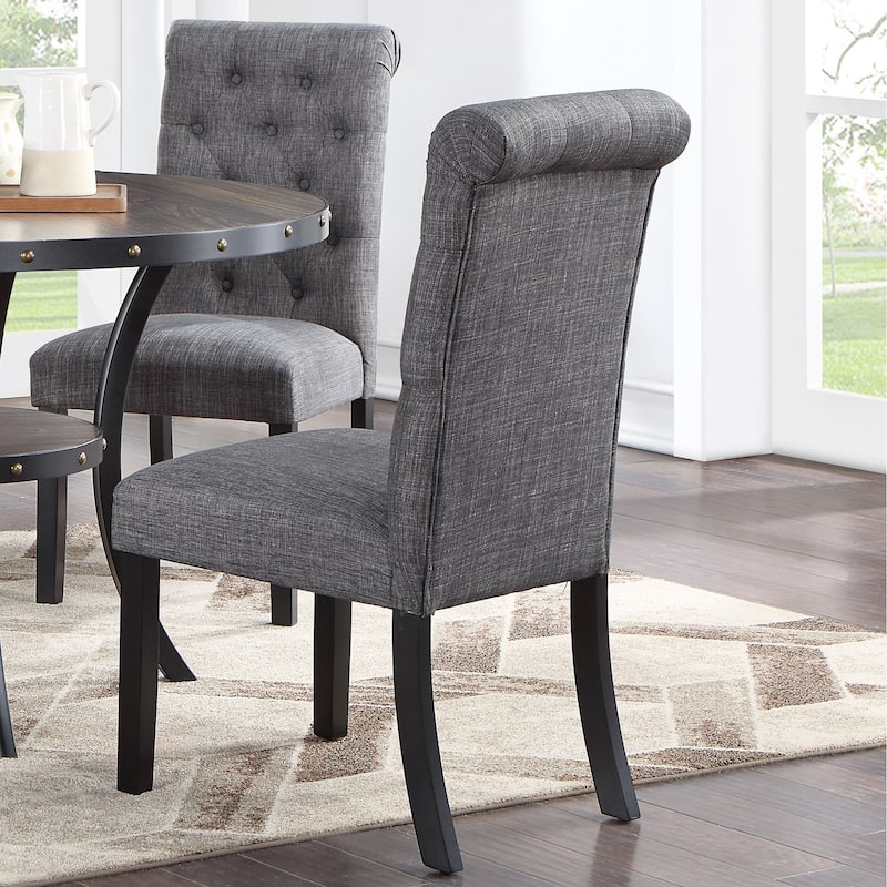 Set of 2 Fabric Dining Chairs with Tufted Back