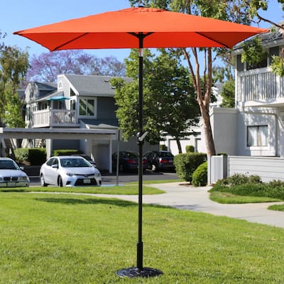 EVE Modern 6.5 Ft Square Orange Market Umbrella and Paito Umbrella with Tilt and Crank