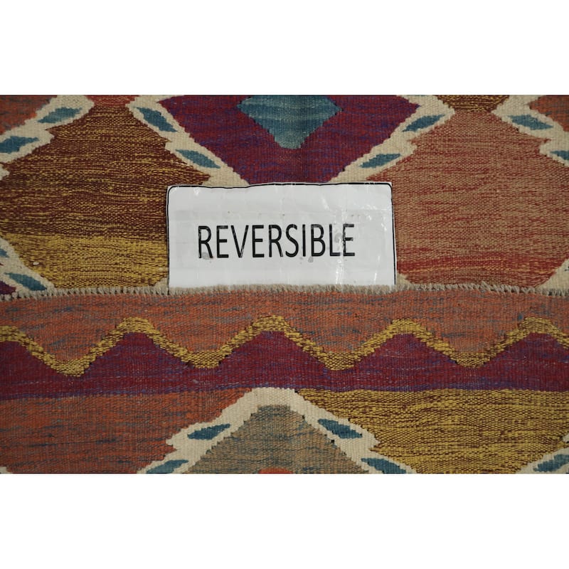Hand Woven Oriental 100% Wool Carpet Southwestern Tribal Multi-Colored Kilim Area Rug - 9' 8'' X 6' 7''