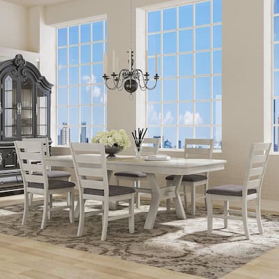 VECELO Solid Wood Dining Chairs Set of 2/4/6 with Linen Fabric Seating