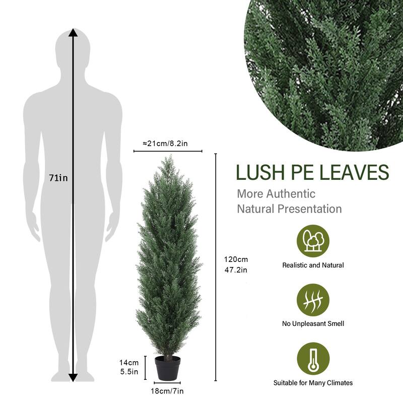 GDFStudio - Thalassa Pine Cypress Plastic Realistic Indoor-Outdoor Tree (Set of 2)