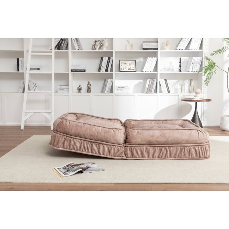 Upholstered Human & Pet Bed with 5 Adjustable Positions, Massage Pillow & 2 Soft Pillows, Brown