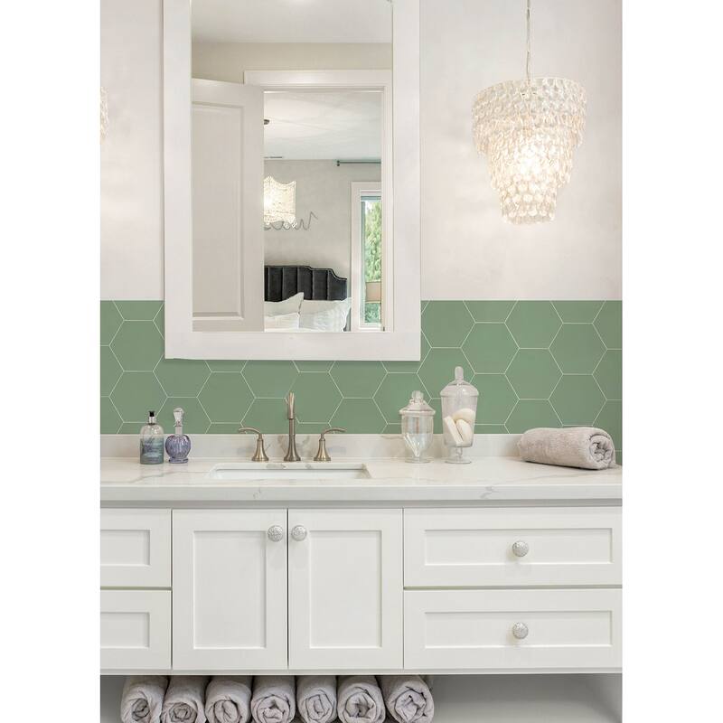 Hexagon Green Peel & Stick Luxury Wall Tiles