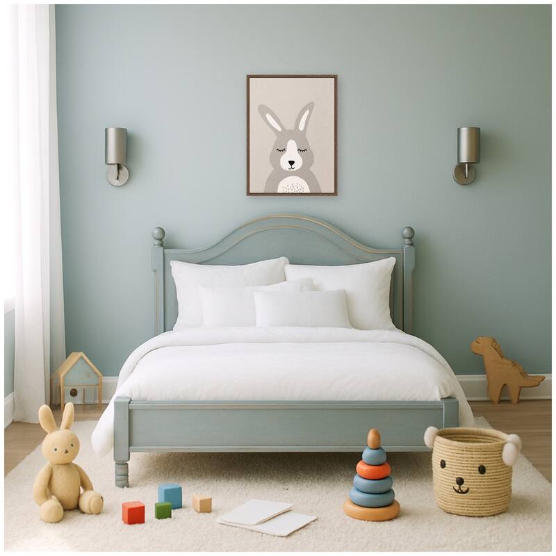 Kate and Laurel Bunny by July Art Prints Framed Canvas Wall Art Print