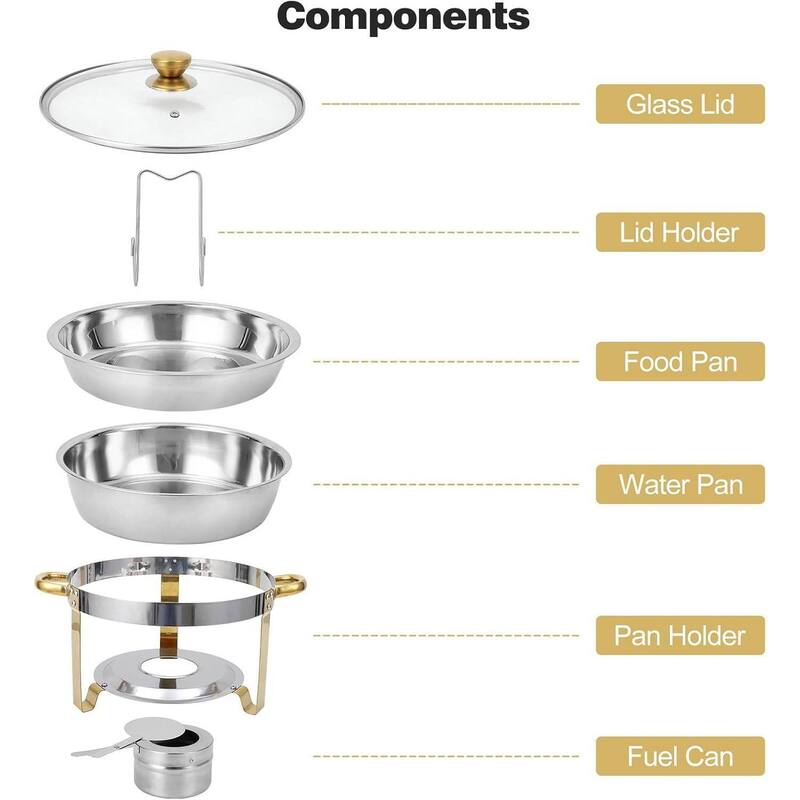 Set of 2 5 Qt Chafing Dishes, Food Warmers for Buffet - 2 Pcs