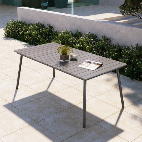 Pellebant Outdoor Rectangular Aluminum Dining Table - 29.13" H x 35.43" W x 70.86" L
