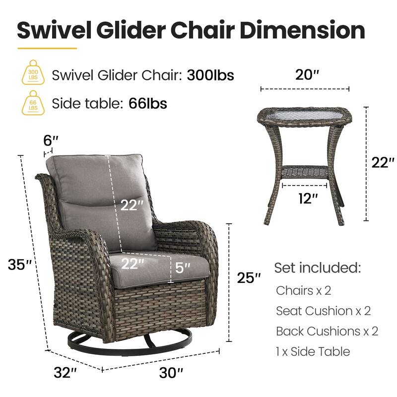Outdoor Swivel Rcoker Patio Chair with Coffee Table