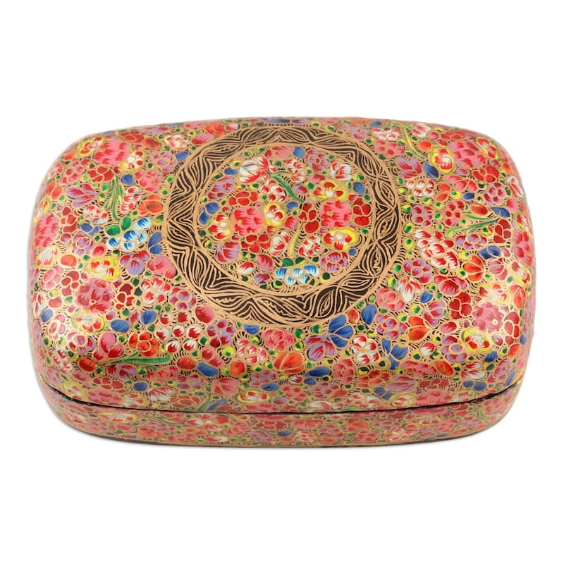 Novica Handmade Kashmir Cheer In Rainbow Decorative Papier Mache Box