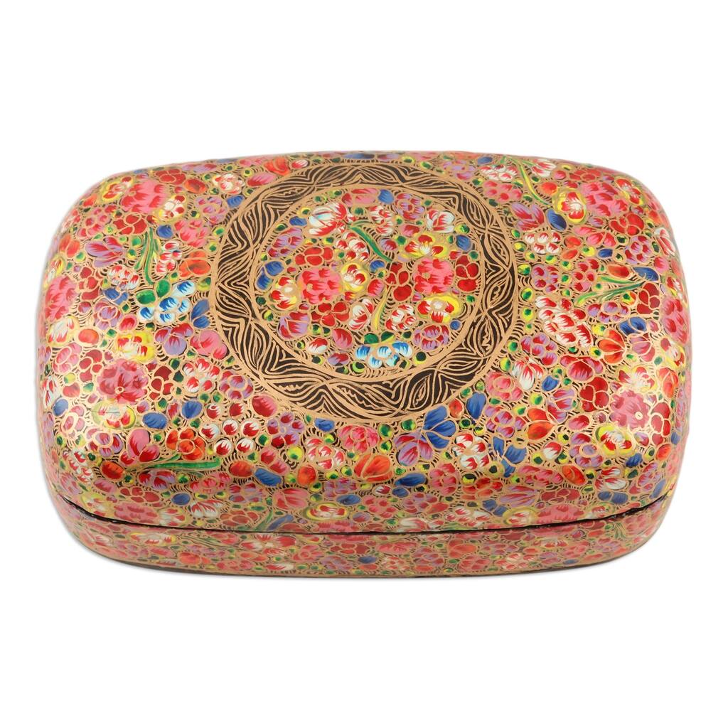 Novica Handmade Kashmir Cheer In Rainbow Decorative Papier Mache Box