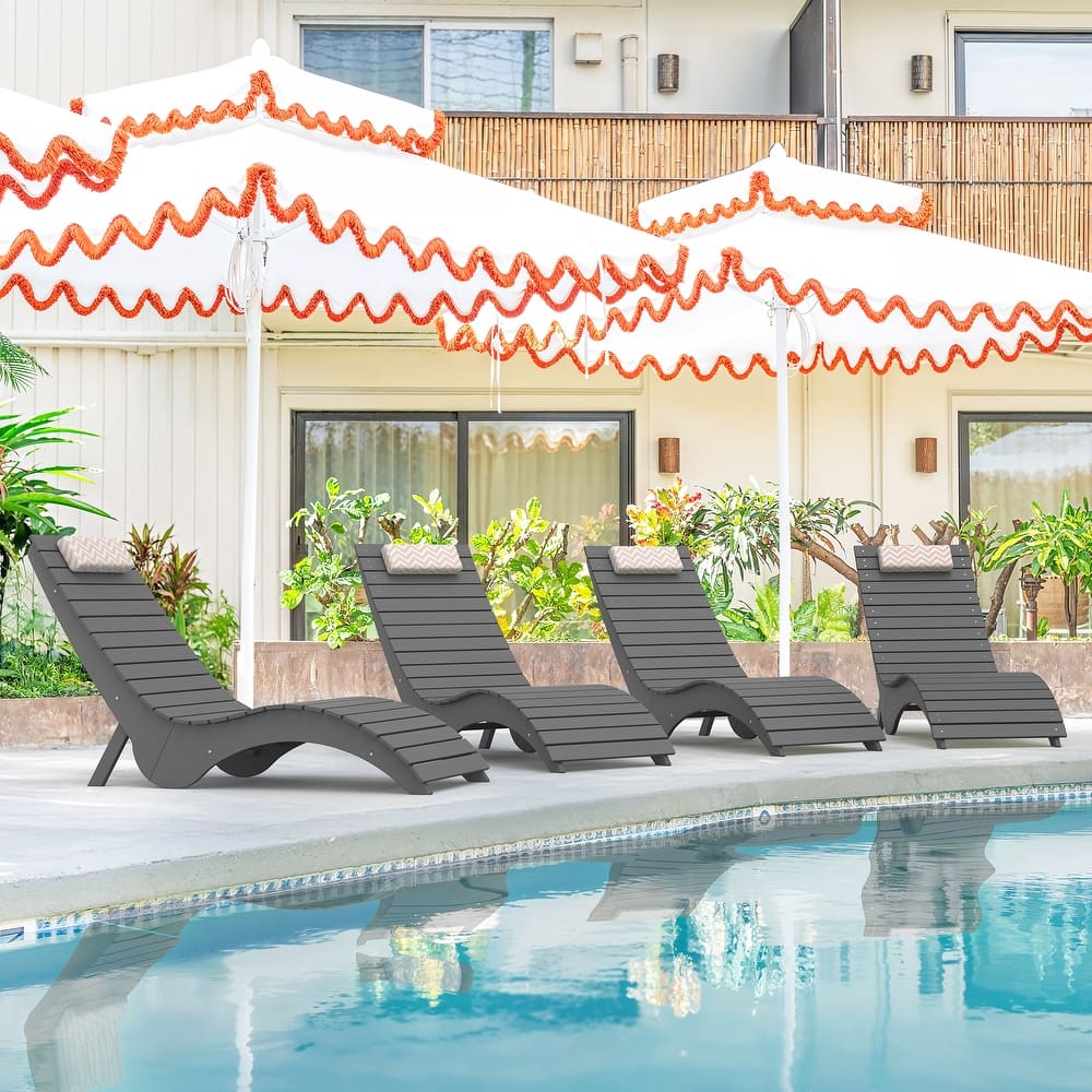HDPS Water-Resistance Patio Lounge Chair Set of 4