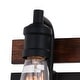 preview thumbnail 10 of 9, Carrington 3-Light 23.75 in. W Matte Black and Deep Walnut Wooden Bare Bulb Bathroom Vanity Lighting Fixture, Reversible Wall Lt