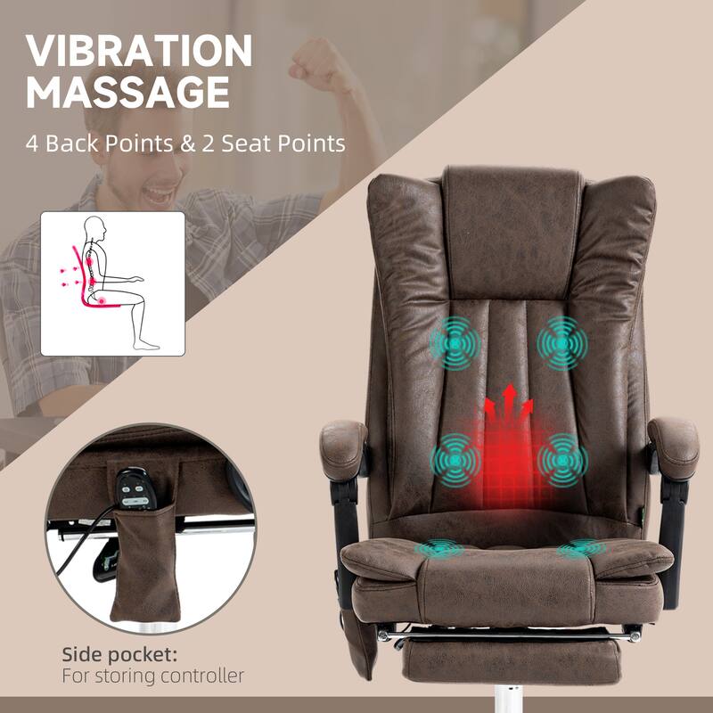 Vinsetto Microfiber Office Chair, High Back Computer Chair with 6 Point Massage, Coffee
