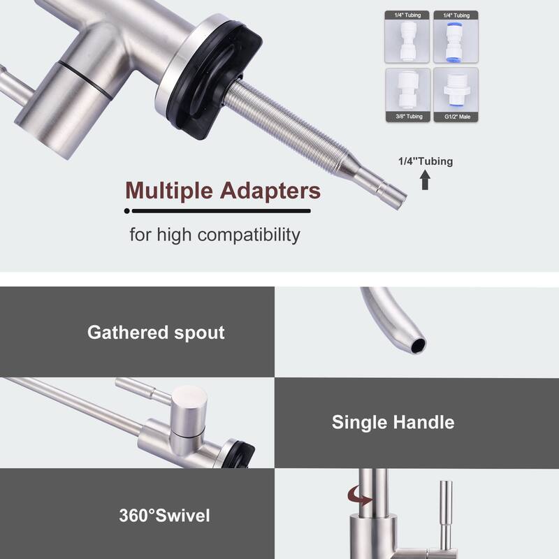 WOWOW Modern-Style Three-Function Pull-Down Kitchen Faucet with Filter Faucet