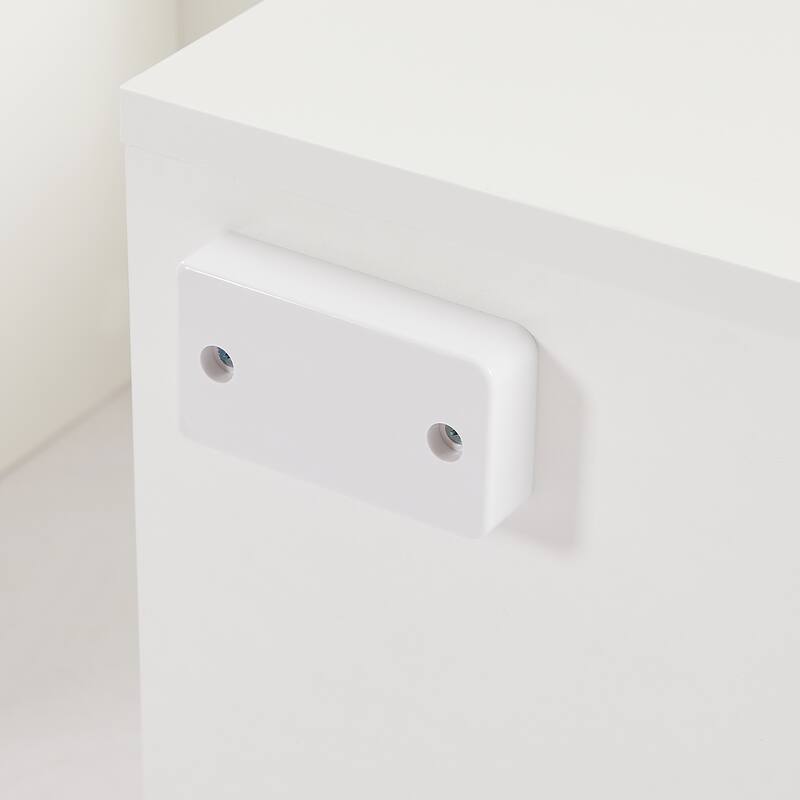 GDF Studio - Modern White Particle Board TV Stand with LED Light Belt and Glass Shelf