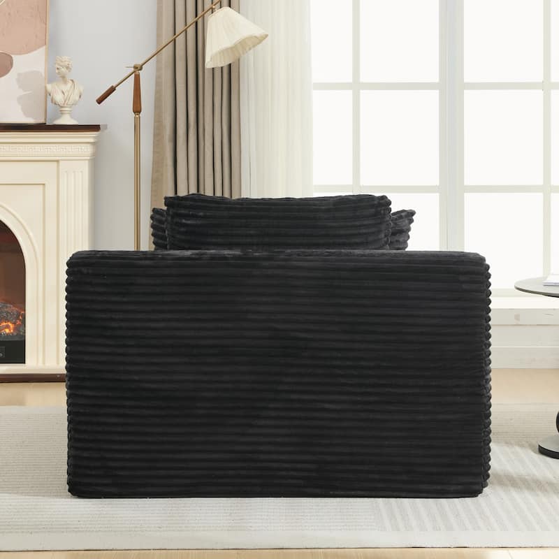 Full-compressed Chaise Lounge Sofa Bed, Black Corduroy, 49x66x35 inches
