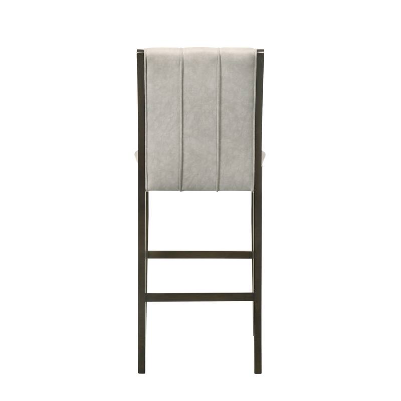 Nolan 26 in. Dark Roast Counter Height Rubberwood Barstool with Grey Fabric Seat - Set of 2